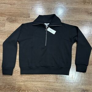 Spanx Air Essentials Half Zip Jacket Women’s XS Pullover Sweatshirt Black New